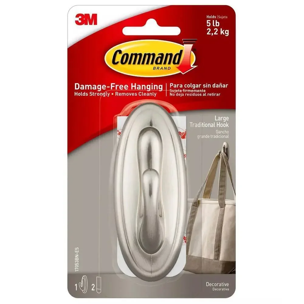Command 2-Pack Large Sized Traditional Decorative Hook in Nickel​​​​
